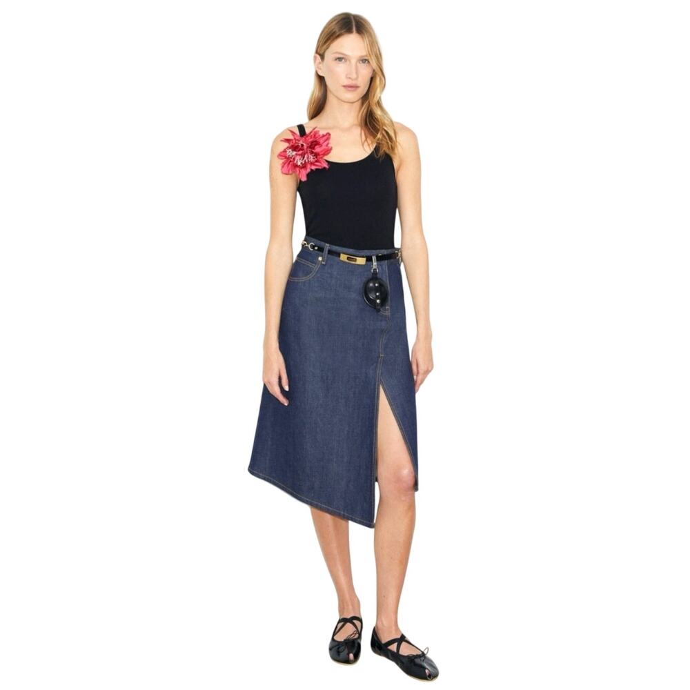 Tory Burch The classic cotton denim dark blue A-line jean midi skirt size 4